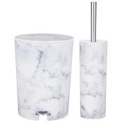 Набор для ванной комнаты 2 пр. мраморный дизайн, 4.5л, белый