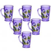 Набор 6 пр. кружка для чая Чайкофф 300 мл. с художественной росписью на крашеном стекле (фиолетовый)