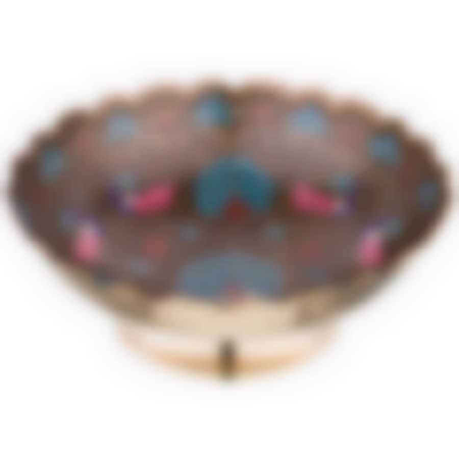 Блюдо 18X18X7см. латунь. цветная эмаль