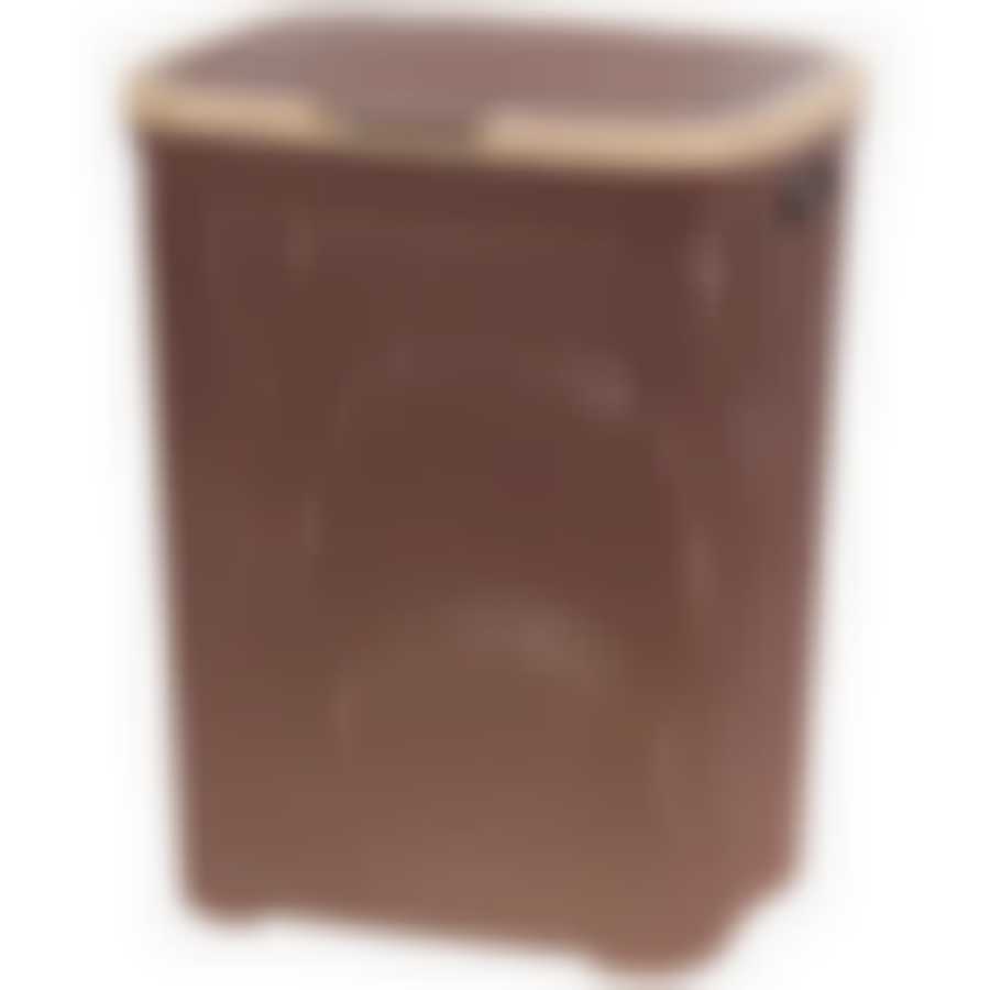 Корзина для белья с крышкой 40л Ротанг коричневая