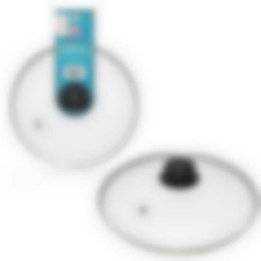 Крышка с ручкой стеклянная с метал/обод 26 см низ.