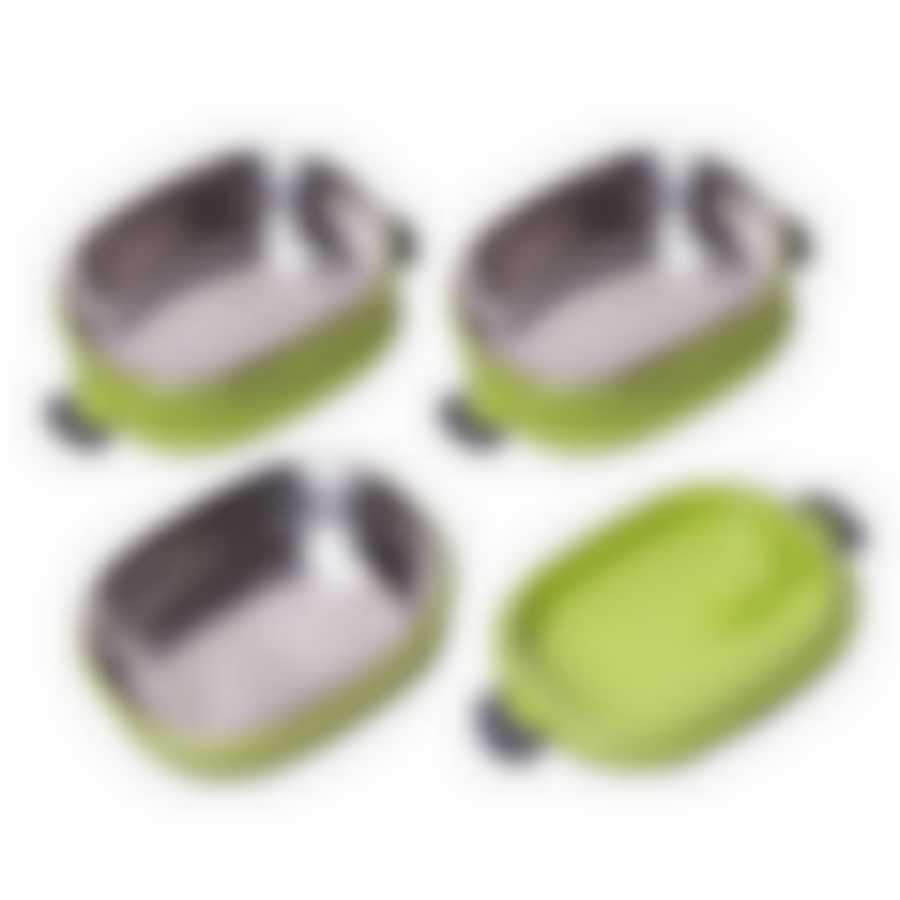 Ланч бокс тройной 2700мл 20*14.5*18.5см (пластиковый корпус, внутренние емкости из нержавеющей стали; голубой, салатовый, оранжевый)