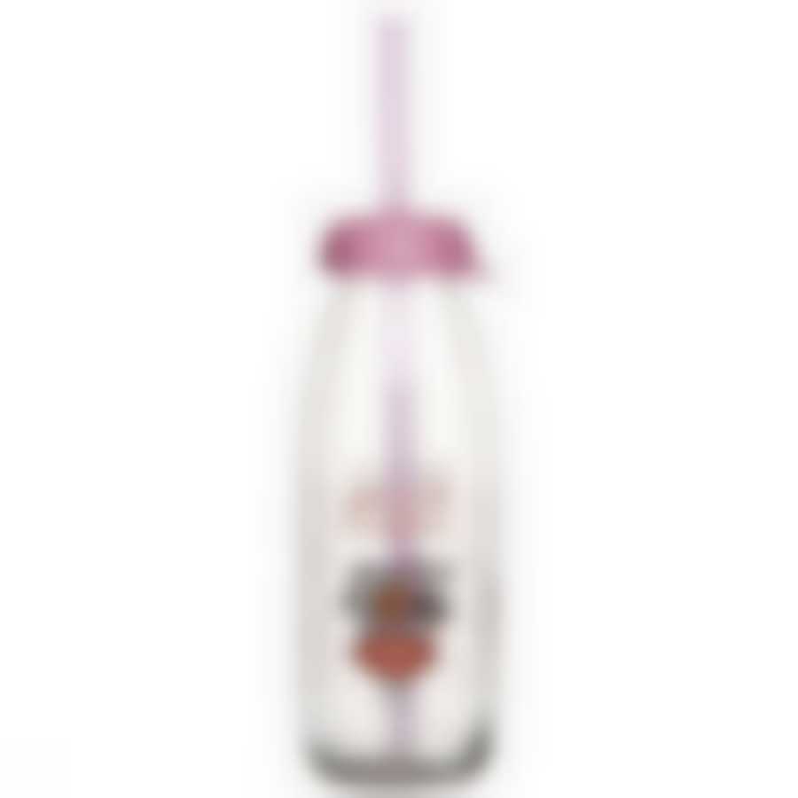 Бутылка с рисунком с трубочкой 500 мл