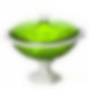 Ваза Хрусталь малая с крышкой (прозр.зел.- бел.)