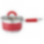 Ковш со стекл.крышкой AGNESS "ГОРОШЕК" силикон. ручка 1,9 л 16*9,5 см