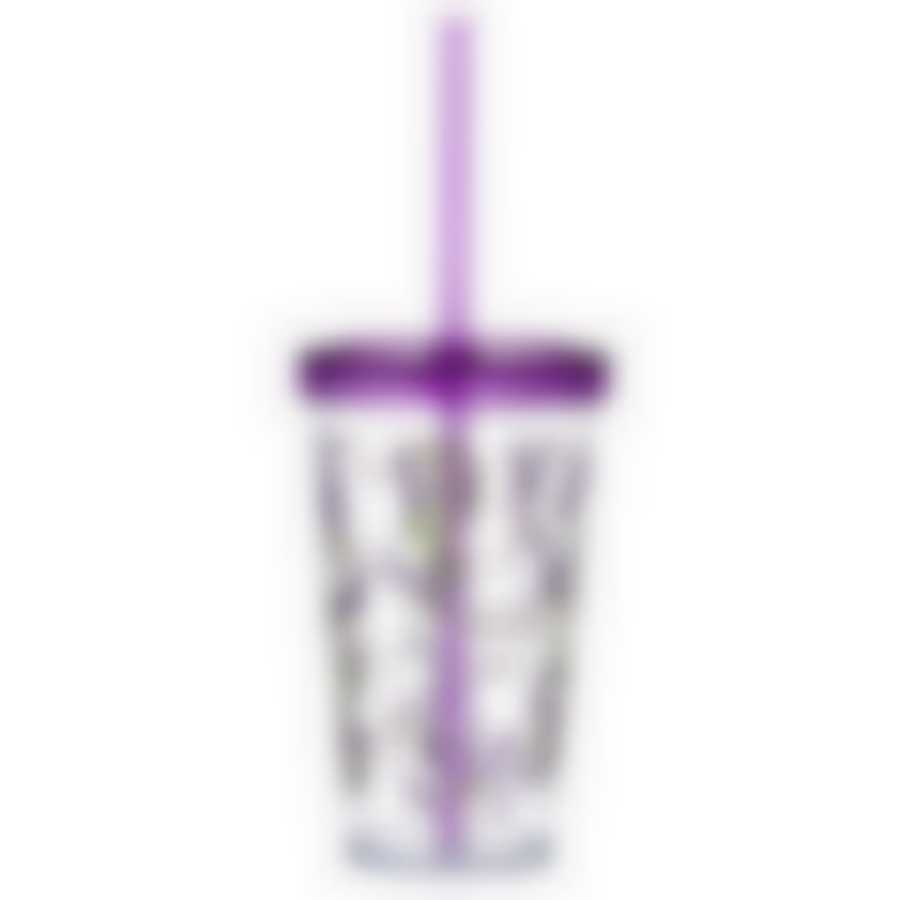 Стакан 660 мл с трубочкой и рисунком