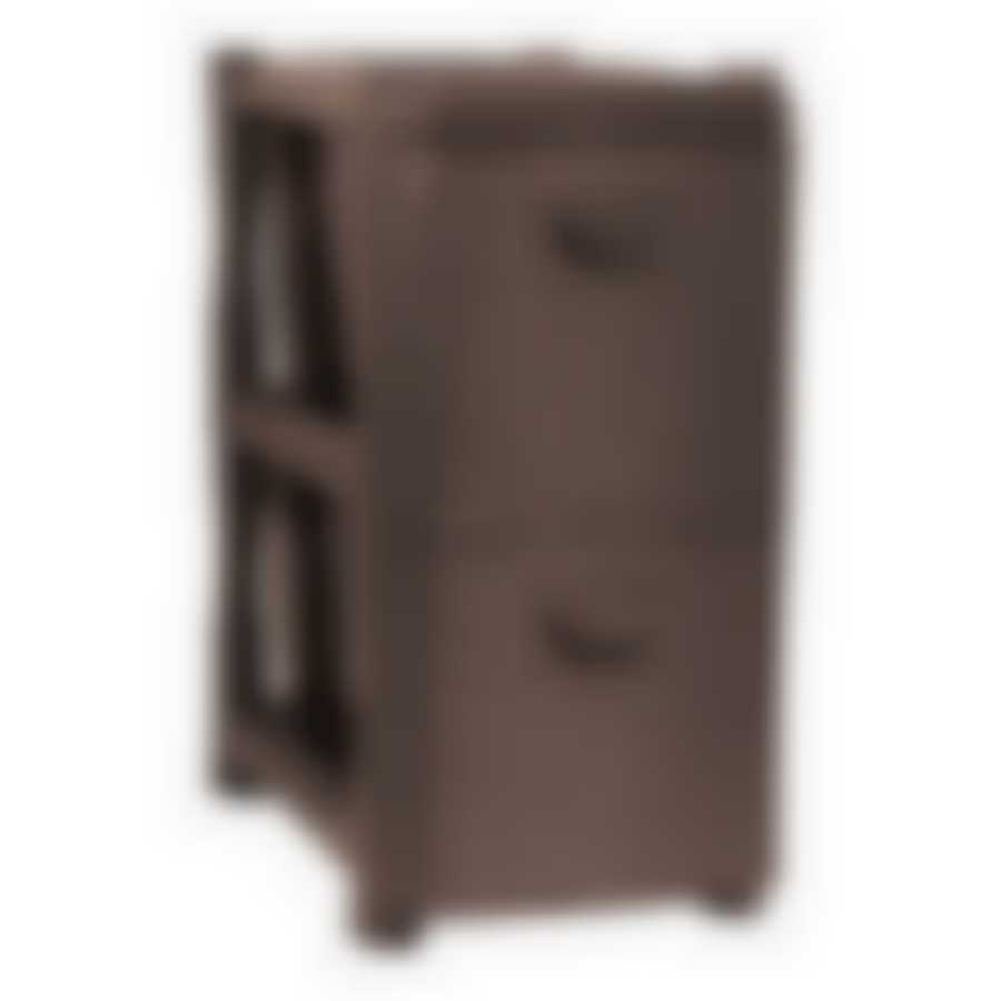 Комод-тумба узкий Ротанг 2 секции (бежевый ротанг)