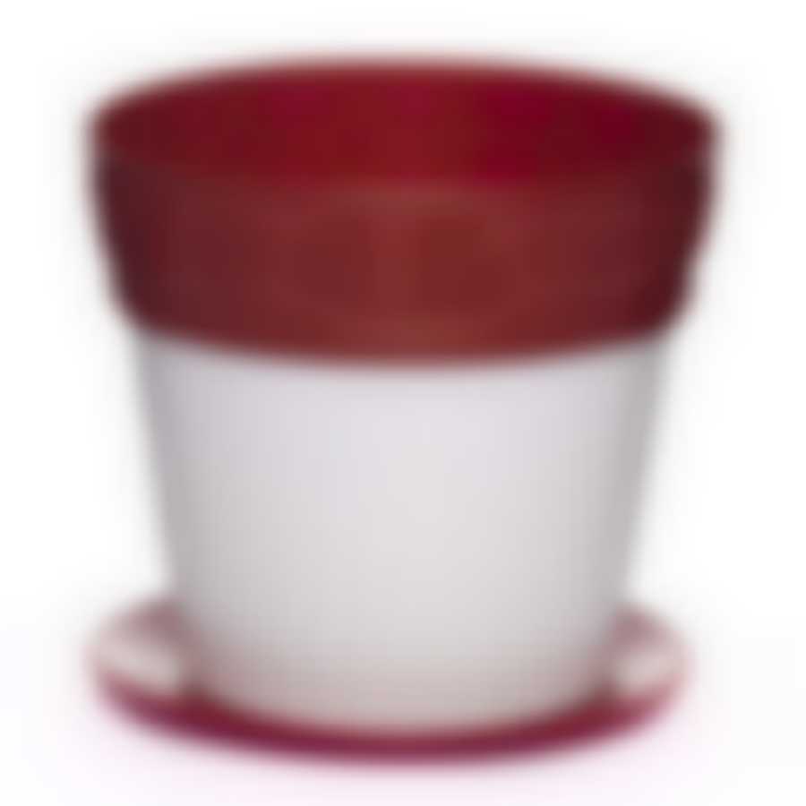 Горшок цветочный с поддоном Лаура 2 л (бело-медный)