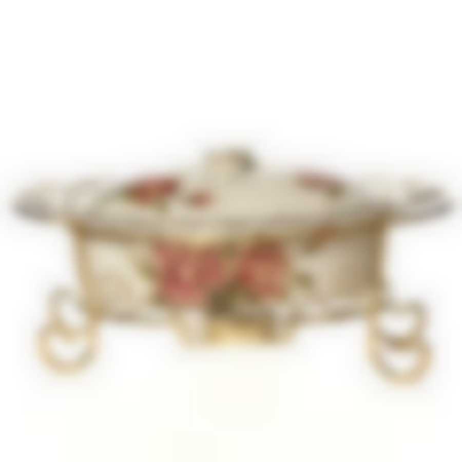 Мармит с крышкой Корейская роза 25*15*10 см. на металл. подставке