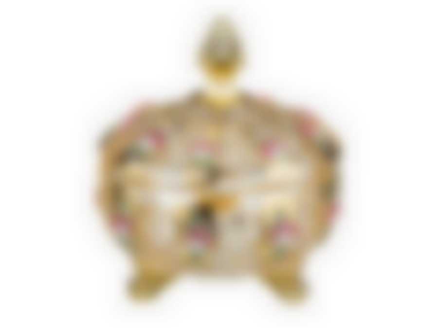 КОНФЕТНИЦА С КРЫШКОЙ "ГОЛДЕН" ДИАМЕТР=12 СМ. ВЫСОТА=14 СМ.