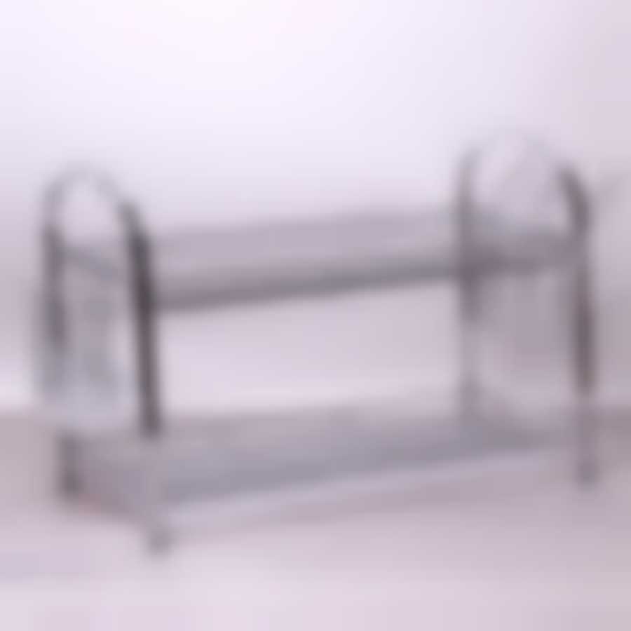 Сушилка для посуды двухъярусная 64(54)*25*38см из хромированной стали с поддоном