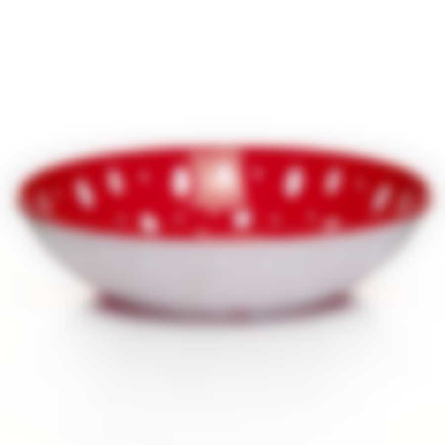 Тарелка Горошек 210 мм (бело-красный) глубокая