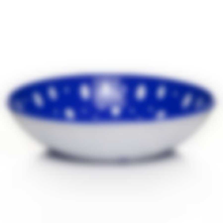 Тарелка глубокая Горошек 210 мм (бело-синий)