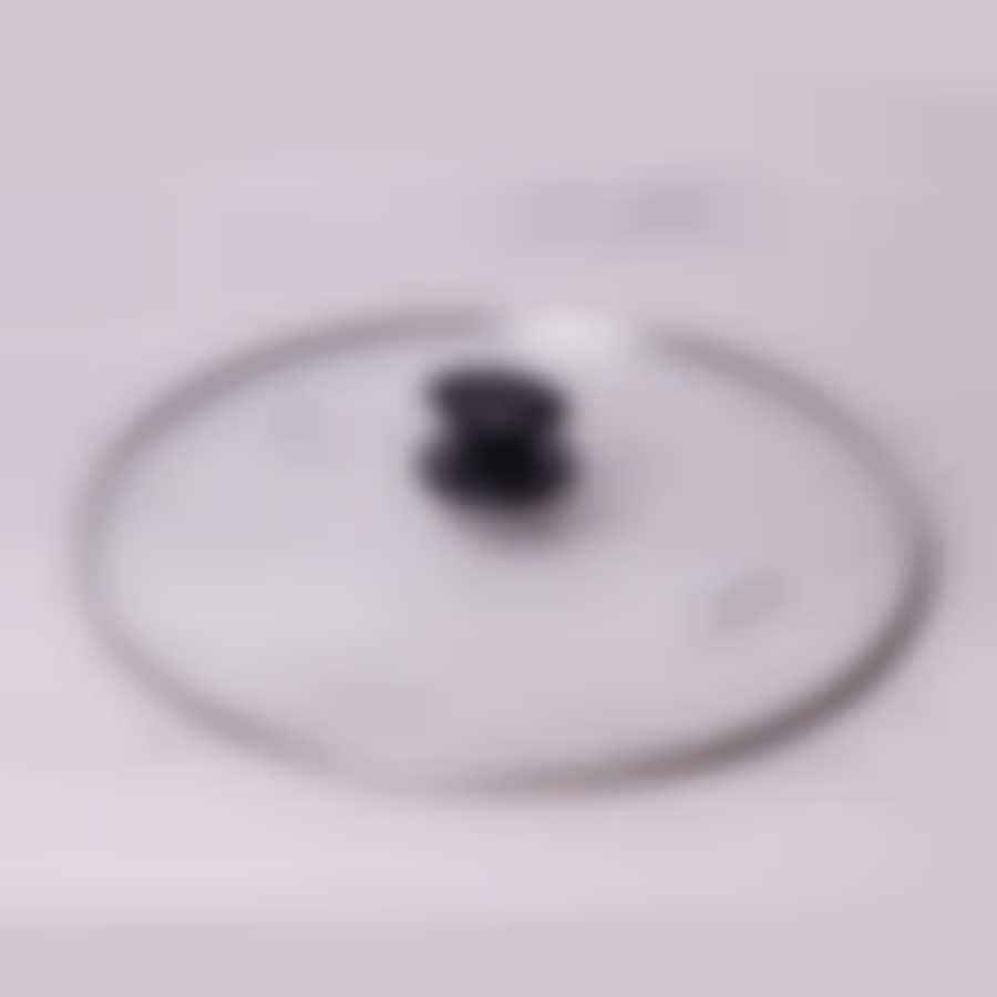 Крышка стеклянная Ø32см с металлическим ободком Kamille (универсальная)