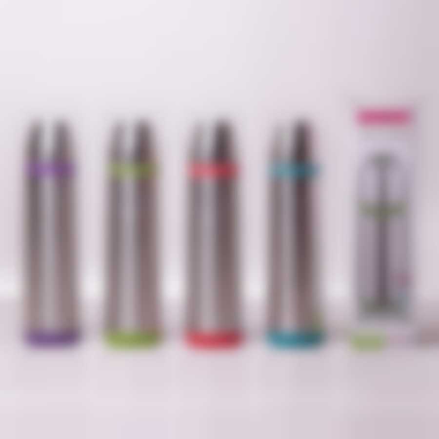 Термос 1000мл из нержав. стали с пластик. вставками (фиолет., зеленая, красная., голубая)