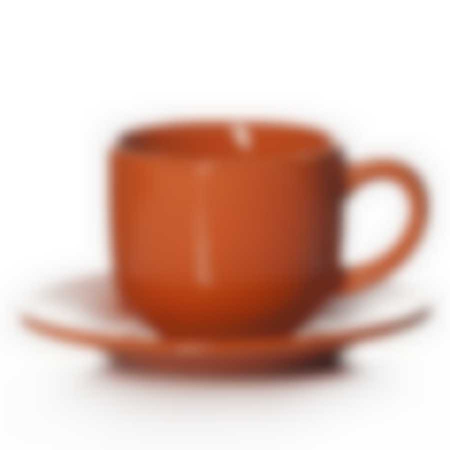 Чайная пара оранжевая, объем чашки 220 мл