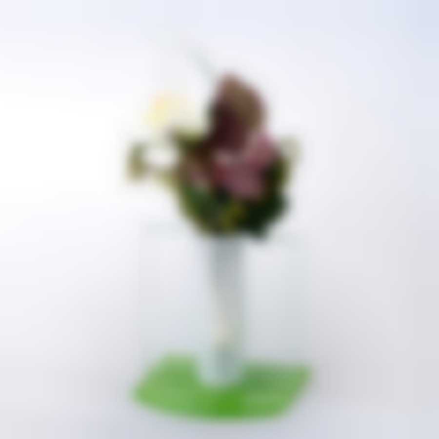 Декоративная композиция "белая роза", высота 21 см