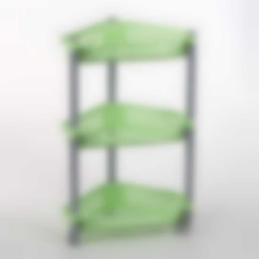 Этажерка угловая 3-х секционная на колесах, 380*300*580 мм (цвет в ассортименте)