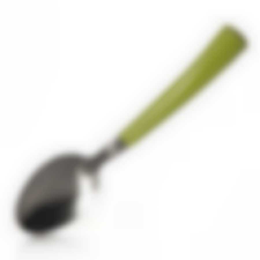 Ложка чайная с зеленой ручкой, длина 15 см