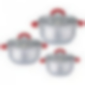 Набор кастрюль agness, 6пр.1,9/2,9/3,9 л, диа.16/18/20см, нерж.сталь со стекл. крышками, сисликон. р