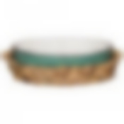 БЛЮДО ДЛЯ ЗАПЕКАНИЯ В ПЛЕТЕНОЙ КОРЗИНЕ BRONCO "NATURE" 26*17*6,5 СМ 800 МЛ МЯТНОЕ  (КОР=12ШТ.)