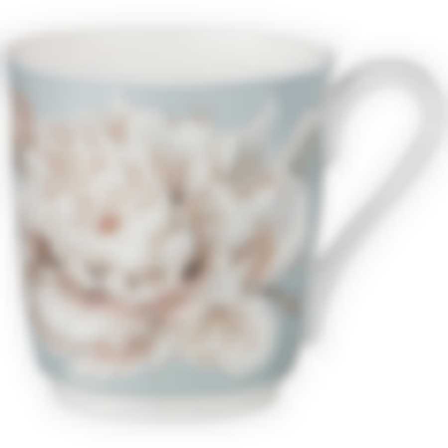 КРУЖКА LEFARD "БЕЛЫЙ ЦВЕТОК" 340МЛ ГОЛУБАЯ (КОР=36ШТ.)