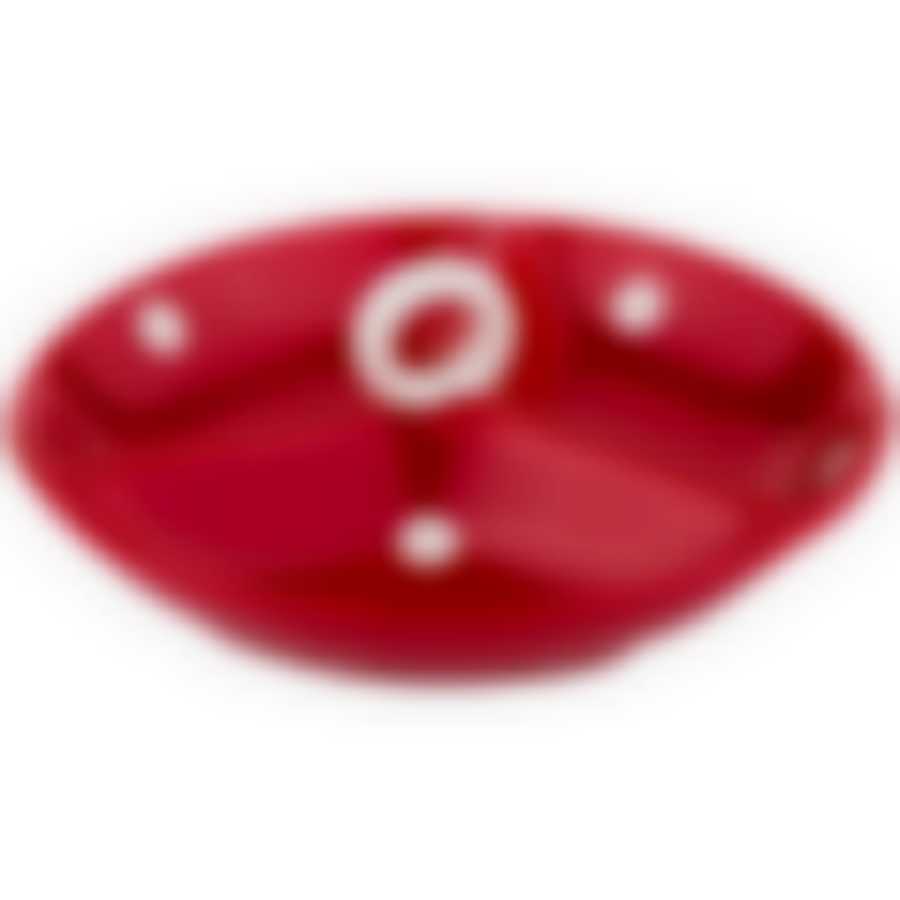 Менажница 3-х секционная Горошек 22*22*7,5 см.