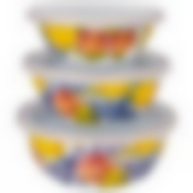 Набор мисок agness эмалированных с пластик.крышками, серия фландрия 6пр 0,6/0,9/1,3л диа. 14/16/18см