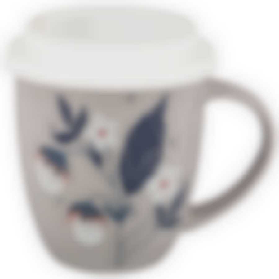 Кружка с силиконовой крышкой Кофемания 370 мл, серая 