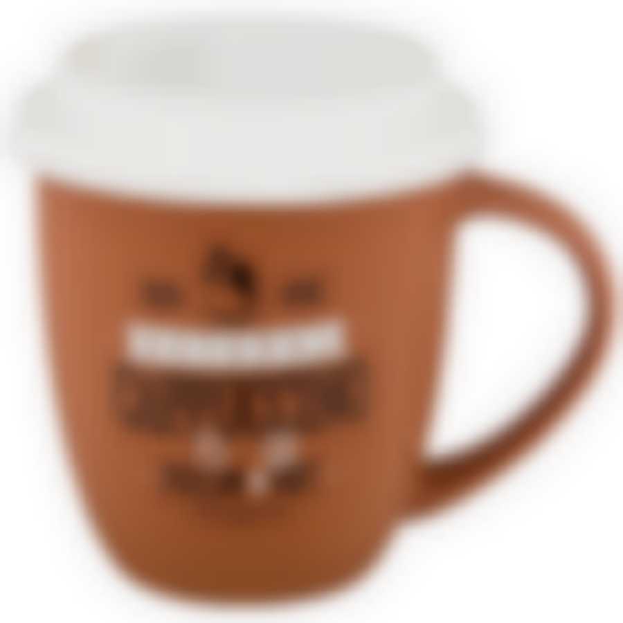 Кружка с силиконовой крышкой Кофемания 380 мл, коричневая 