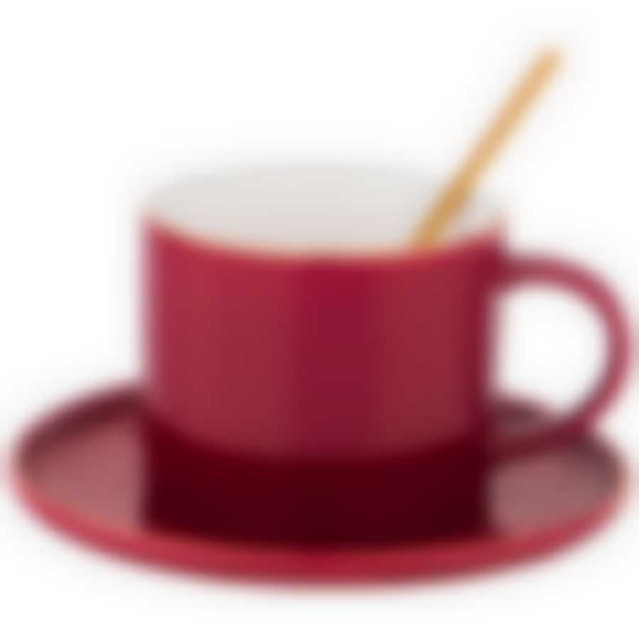 Чайная пара с ложкой lefard Break time 250 мл красная 