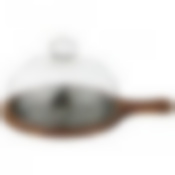 Блюдо на деревянной подставке с крышкой коллекция Золотой мрамор цвет: black 32.5*23.5*14 см