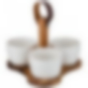 Набор соусников из 3 шт. 8,5*8,5*6 220 мл. на деревянной подставке с ручкой