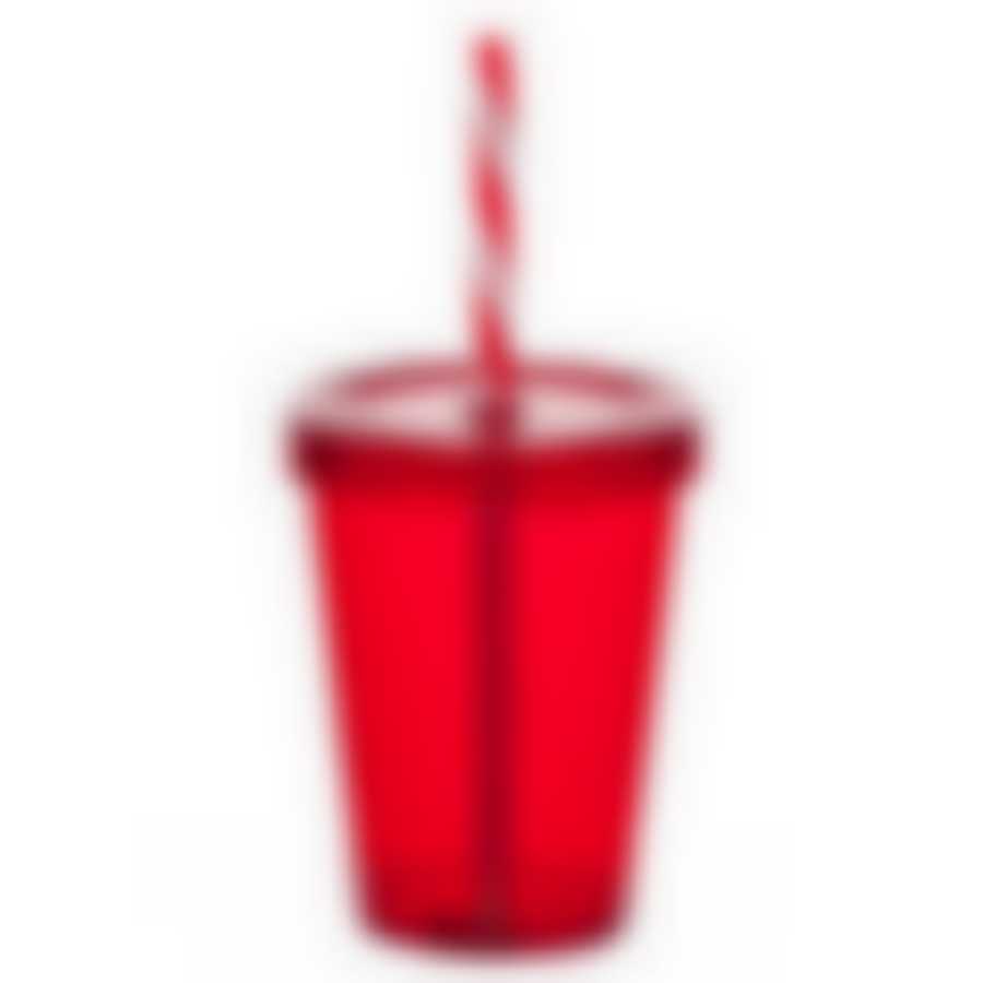 Стакан для коктейлей с крышкой и трубочкой 450 мл (цвет в ассортименте)