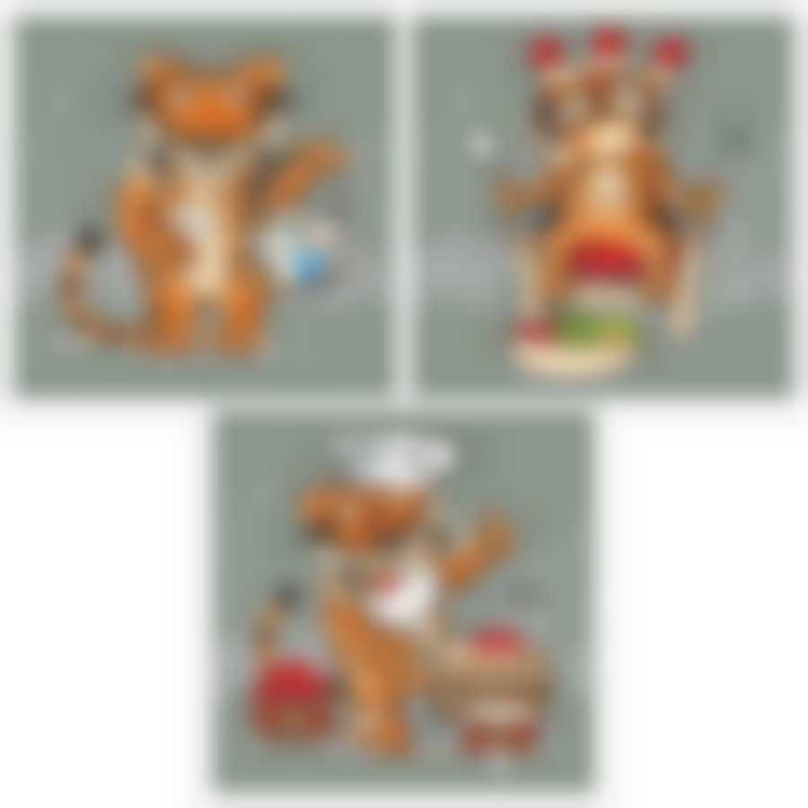 Доска разделочная. Подставка под горячее "Тигр Кайфолов". 18х18см. 3диз. NEW