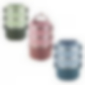 Ланч бокс тройной 2400мл (цв. зеленый, розовый, голубой)