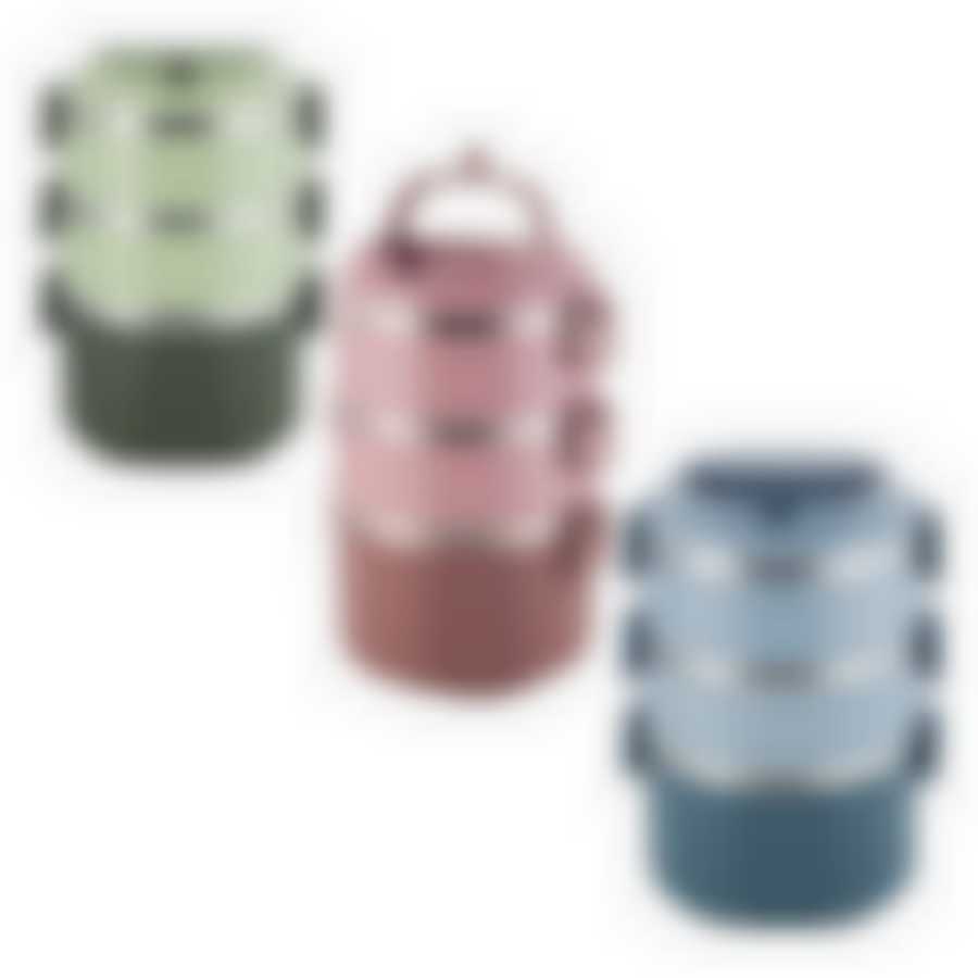 Ланч бокс тройной 2400мл (цв. зеленый, розовый, голубой)