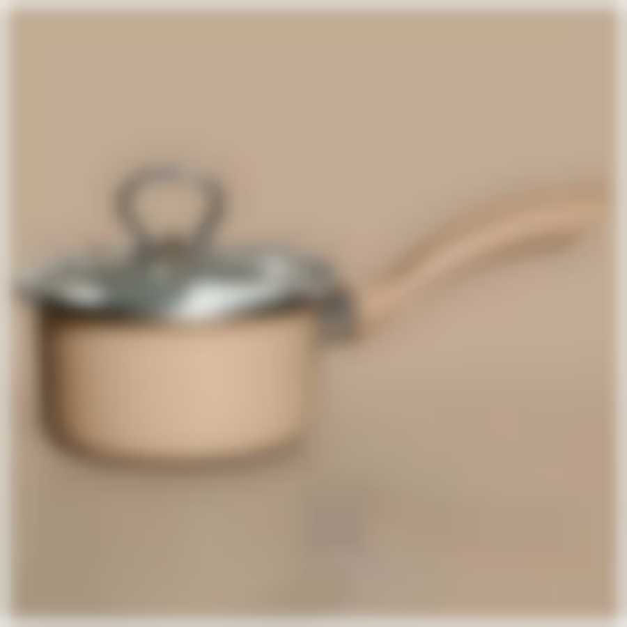 Ковш эмалированный со стеклянной крышкой с эффектом металлик серия Deluxe 1,1 л. диаметр= 14 см