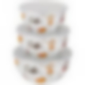 Набор мисок эмалированных с пласт.крышками, серия Веселые друзья 6пр. 800/1200/1600 мл 14/16/18 см