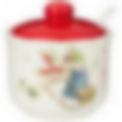 Сахарница с ложкой Зимняя забава 10*10 см. высота=9,5 см. / 300 мл. 