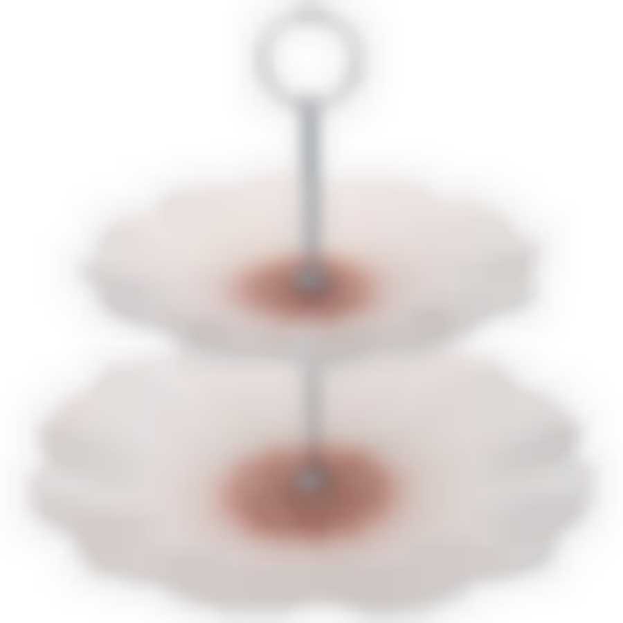 Этажерка 2х-ярусная Белый цветок 21см/28см