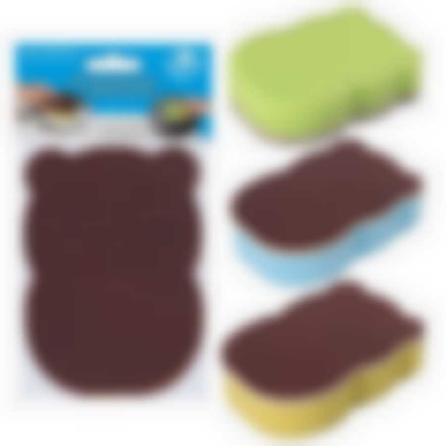 Губка для мытья кухни "Карборундовая". 3цв