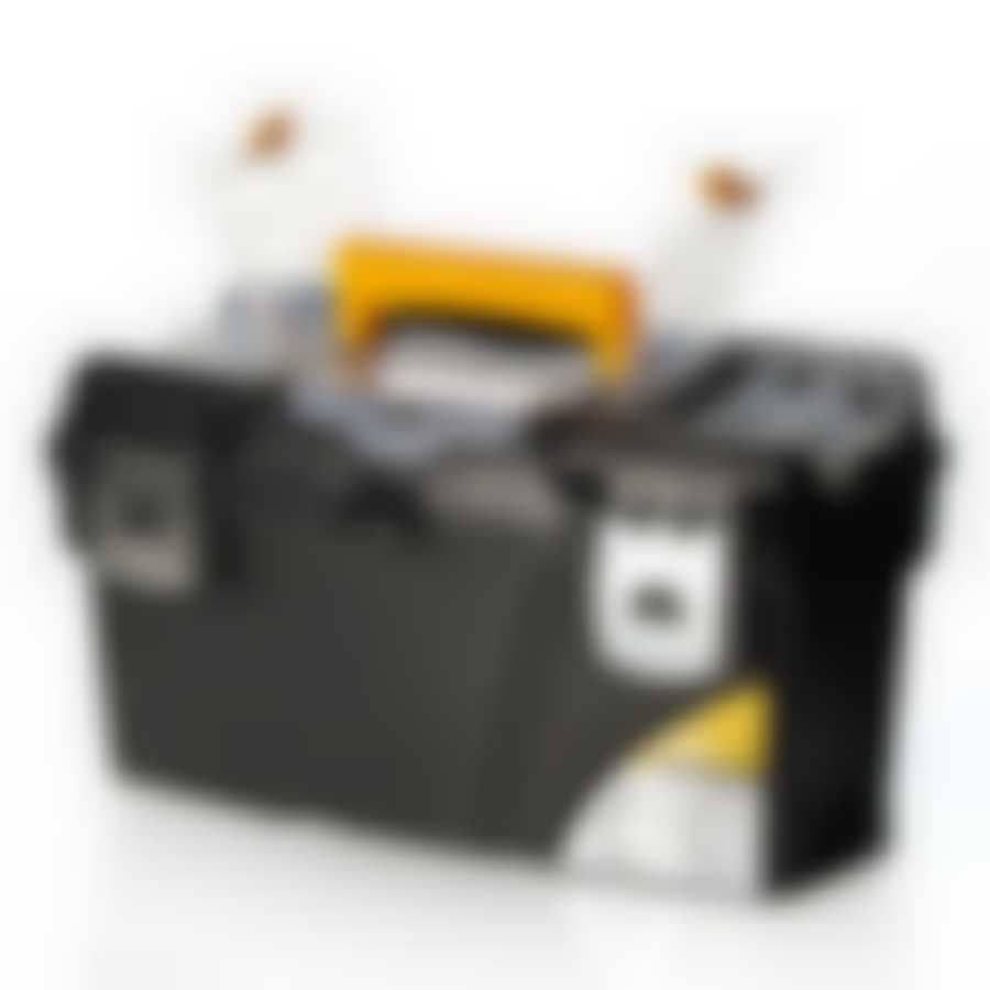 Ящик для инструментов с металлическими замками "ГЕФЕСТ 18" (черный с желтым)