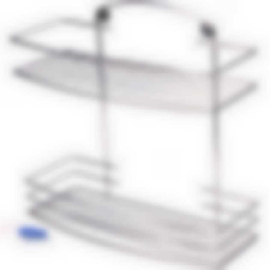 Полка настенная 2-х ярусная (35*12,5*28,5см) хром