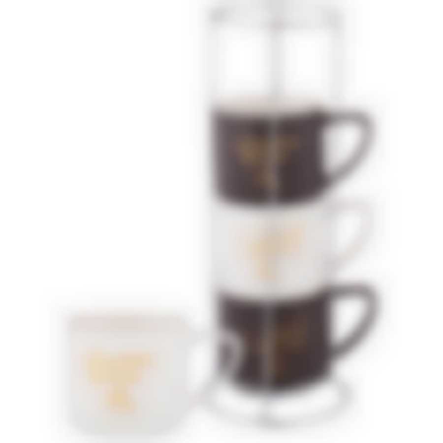 Набор кружек lefard кофемания на мет. стойке. 4кружки, 370мл