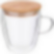 Кружка с двойными стенками Double-wall 380 мл. с бамбук.крышкой диа=9,5 см. в=11 см. 