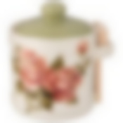 Емкость для сыпучих продуктов с ложкой Корейская роза 13*11*12 см / 300 мл 