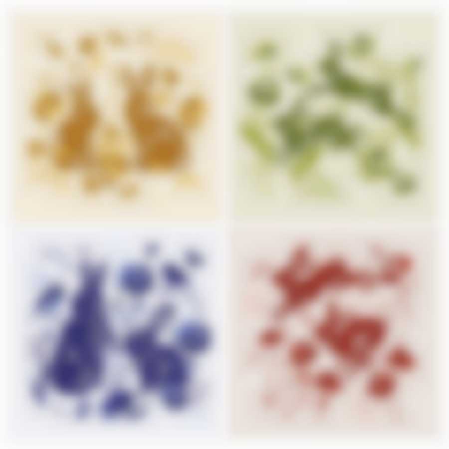 Подставка под горячее "Зайцы на лужайке". Размер 14х14см.  4диз. NEW