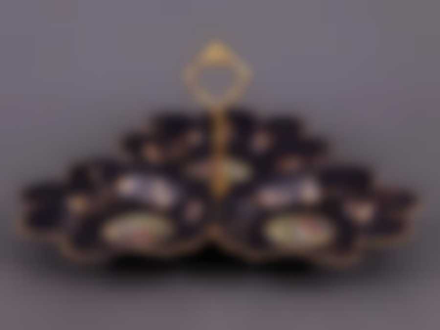 Менажница 3-х секционная "ВЛЮБЛЕННАЯ ПАРА" кобальт 32*32 см.