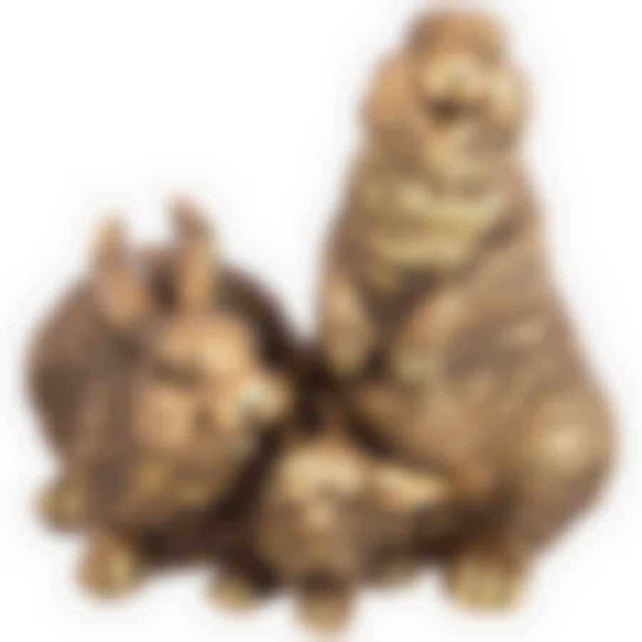 Фигурка декоративная Зайцы-семейка h-27см цвет: бронза с позолотой